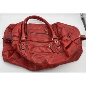 BUENO Large Red Faux Alligator Croc Texture Leather‎ Tote Shoulder Bag